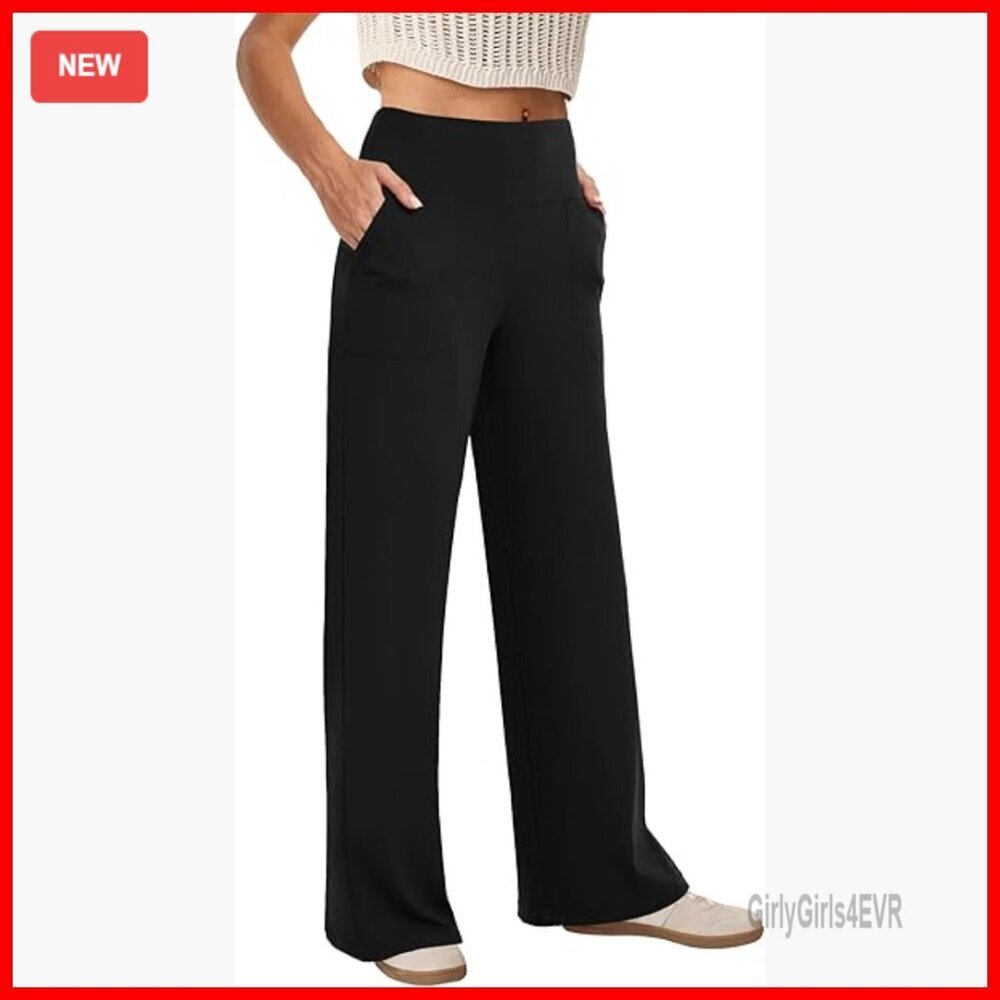 High Waist Wide Leg Yoga Pants with Pockets Stretch Lounge Work